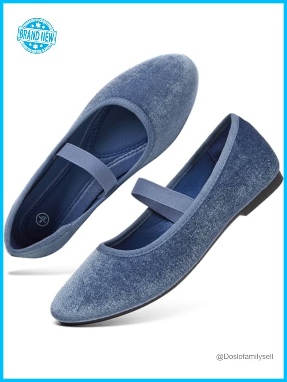 Velvet Mary Jane Flats Elastic Strap Round Toe Memory Foam